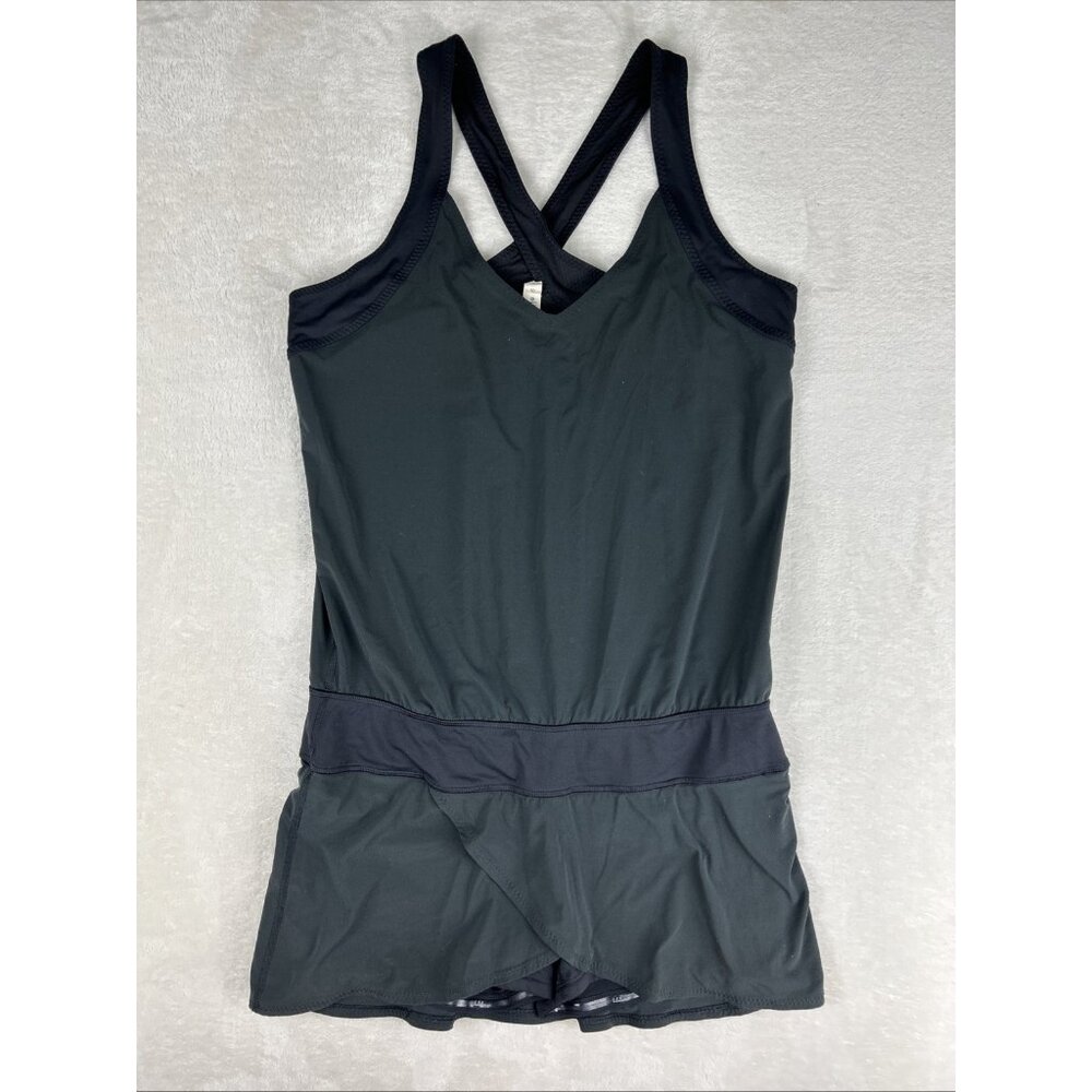 Lululemon Run for your Money Women's 10 Runsie Romper Dress Gray/green Black